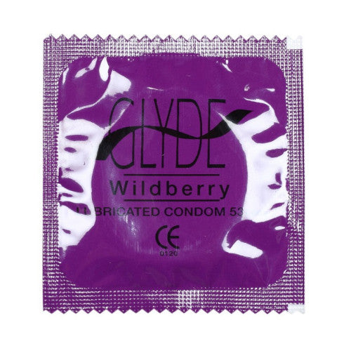 Glyde Flavored 10 Condoms Wildberry - 53mm