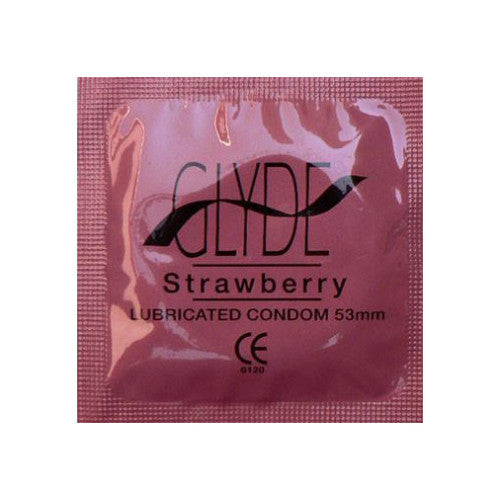 Glyde Flavored 10 Condoms Strawberry - 53mm