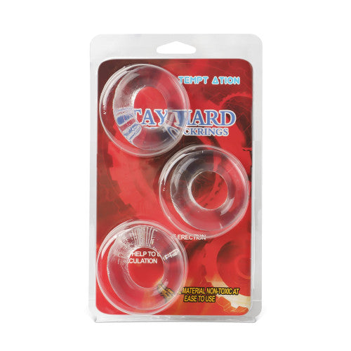 Clear Color Triple Cock rings Kit 3.3 cm