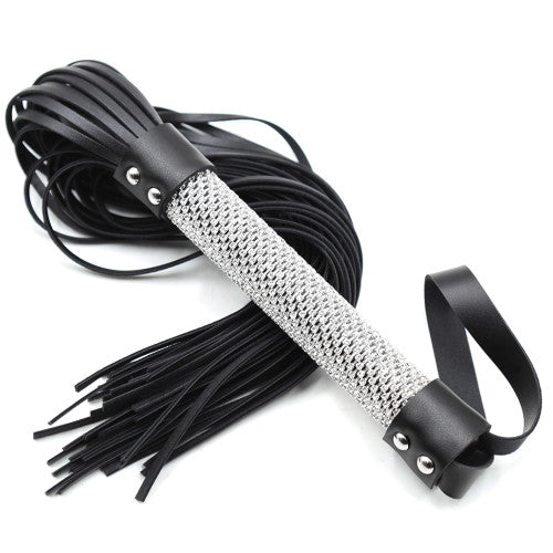 Tails Flogger whip with Rhinestoned Handle 50 cm