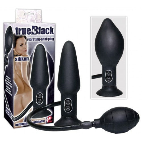 True Black Vibrating inflatable Anal Plug