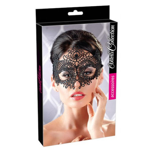 Cottelli Black Embroidered Mask