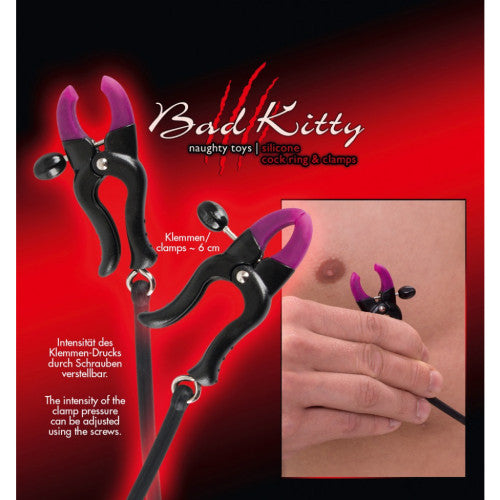 Bad Kitty Cock Ring with Clamps