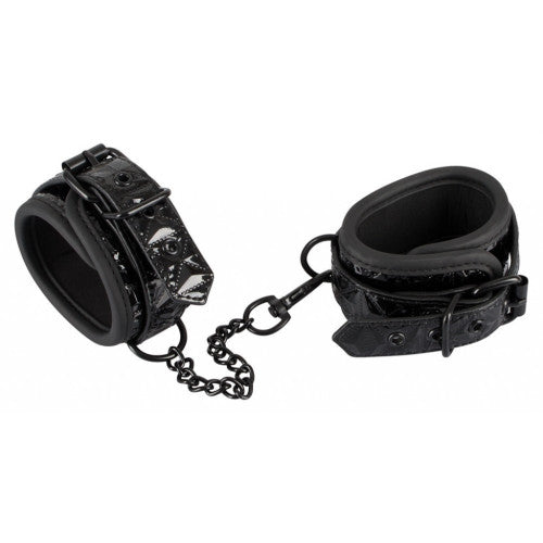 Bad Kitty Black Ankle Cuffs with Diamond Cut