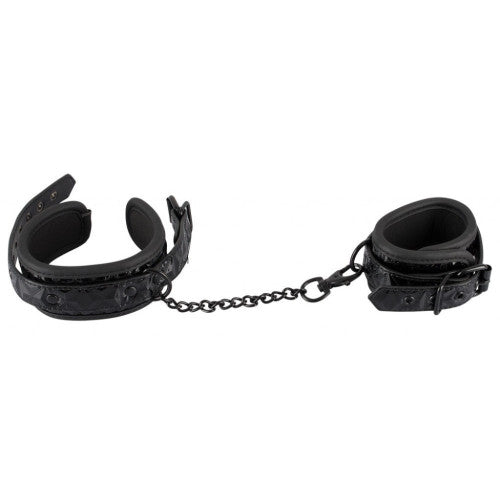 Bad Kitty Black Ankle Cuffs with Diamond Cut