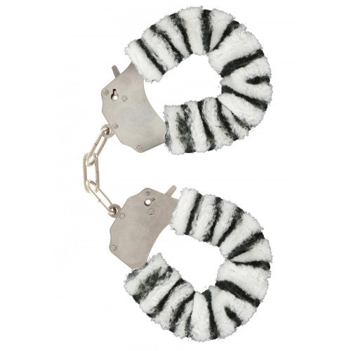 Zebra Furry Metal fun Handcuffs