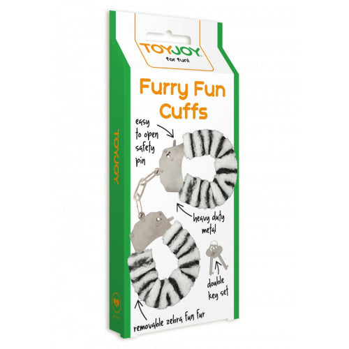 Zebra Furry Metal fun Handcuffs