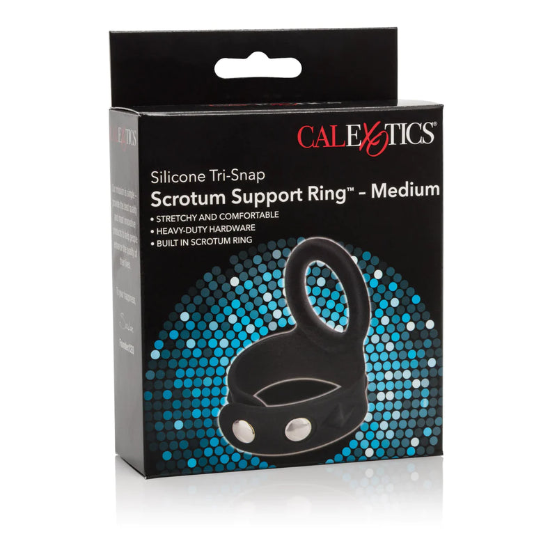 CalExotics Tri-Snap Scrotum Support Penis Ring - Black - M