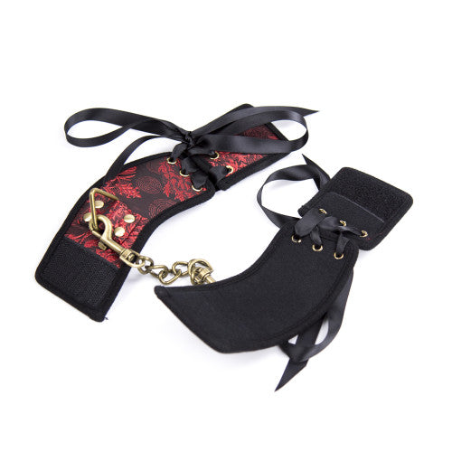 Black Red Floral Wrist Cuffs