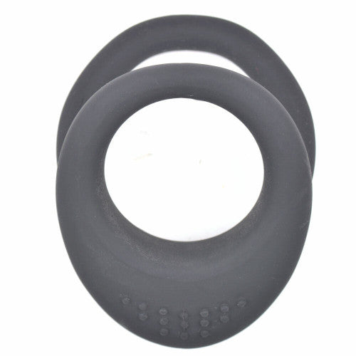 Silicone Dual Cock and Balls Rings Black