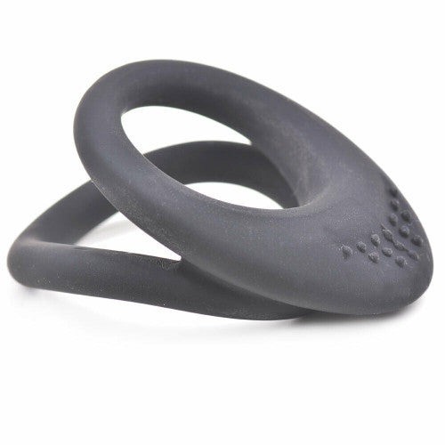 Silicone Dual Cock and Balls Rings Black