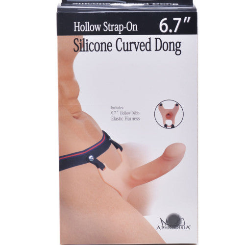 Silicone Hollow Unisex Strap-On Dildo Flesh 19cm