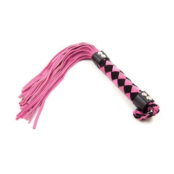 Bondage Spanking Nubuck Leather Flogger Pink Black 38 CM