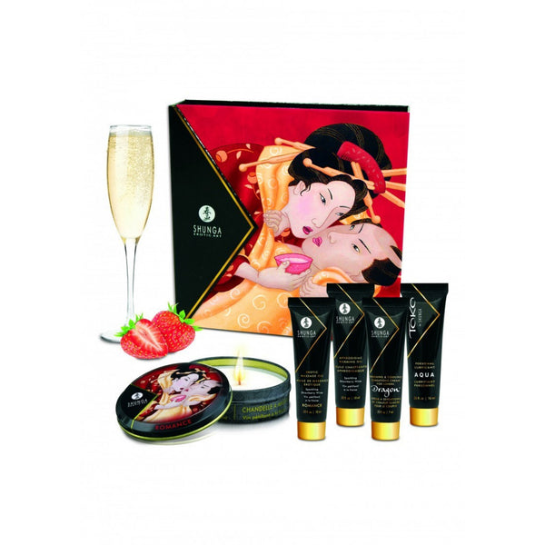 Shunga Geisha's Secret Luxury Gift Set - Sparkling Strawberry Wine