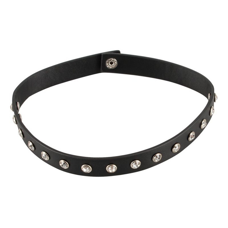 Faux Leather Choker with Rhinestones