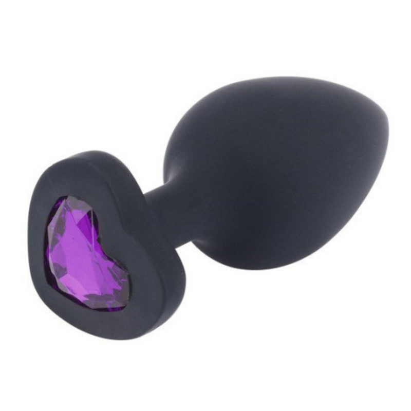 Small Silicone Anal Plug with Heart Shape Diamond